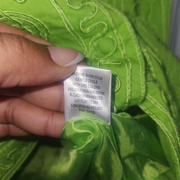 JONI B Geometric Embroidered Trapeze Jacket Blazer LIME GREEN Size L - Picture 5 of 7